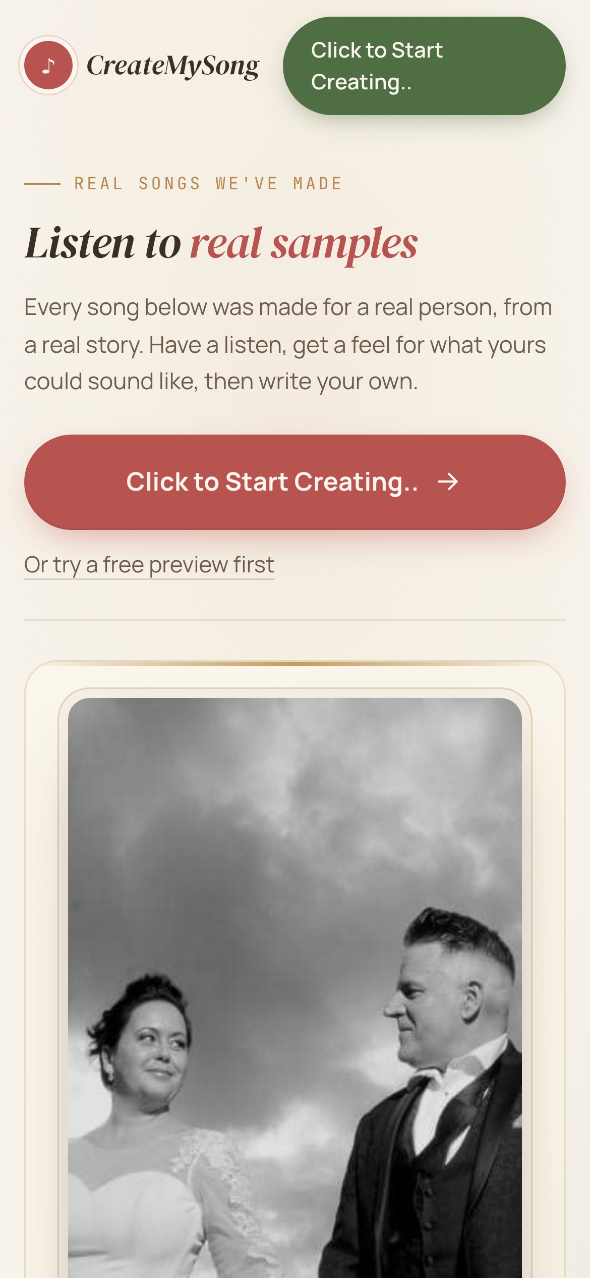 Sample songs page